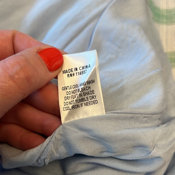 NWT THML Check Smocked Midi Dress size medium lt blue and green - Picture 15 of 15